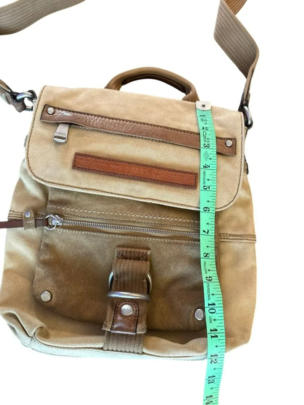 Fossil Long Live Vintage 1954 Collection Leather Trim Canvas Messenger Bag